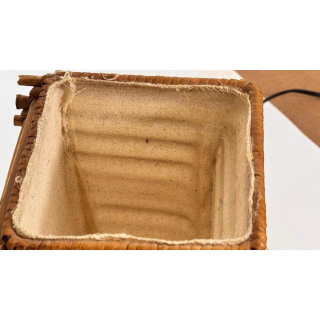 Vintage Table Lamp in Wicker and Fabric, 1960s For Sale - Image 9 of 15