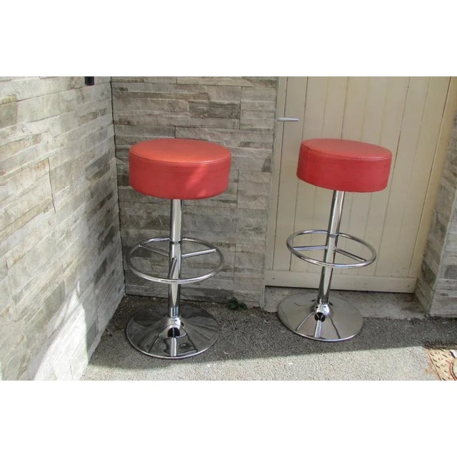 1970s American Swivel Bar Stools, 1970s, Set of 2 For Sale - Image 5 of 8