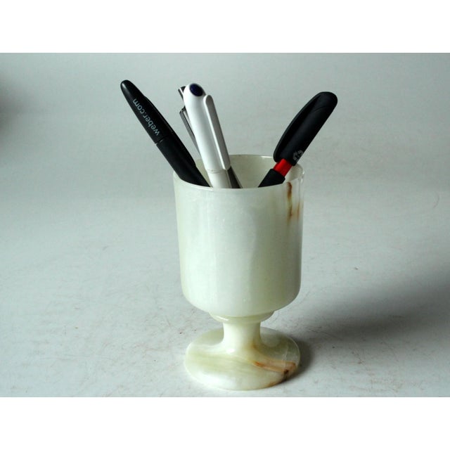 Mid-Century Modern 1970s Vintage - Onyx Pen Holder, Onyx Goblet, Handmade in Italy For Sale - Image 3 of 8