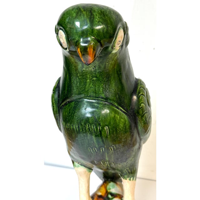 Monumental Chinese Export Porcelain Green Sancai Glazed Parrot, Late 19th C For Sale - Image 12 of 18