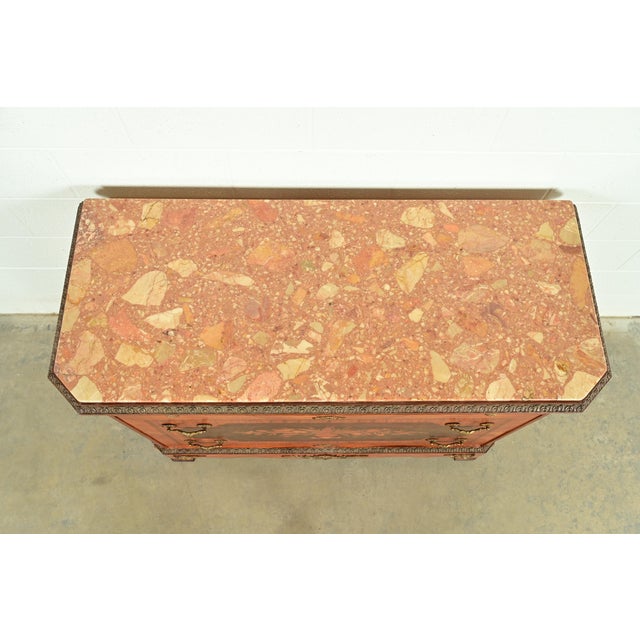 Paul Sormani Style French Regency Louis XVI Kingwood Inlaid Marquetry Marble Top Commode With Mounted Gilt Bronze Ormolu For Sale - Image 13 of 18