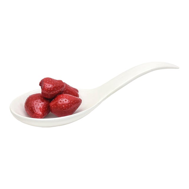 Pop Art Ceramic Elongated Spoon Sculpture With Strawberry Motif 1990's For Sale