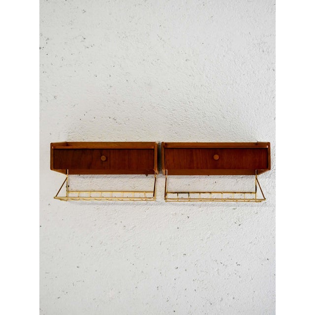 Scandinavian Wall-Mounted Bedside Tables, 1950s, Set of 2 For Sale - Image 10 of 10