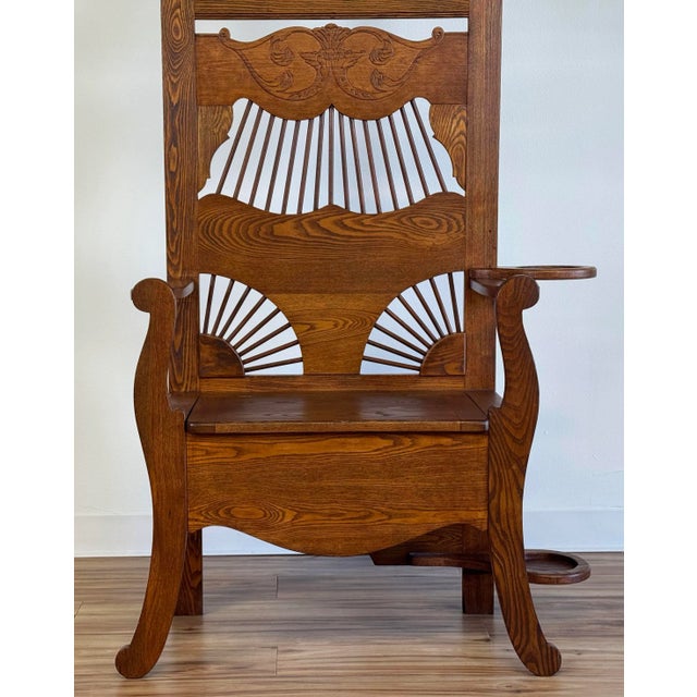 Early 20th Century Antique Early 20th C American Oak Hall Tree For Sale - Image 5 of 10