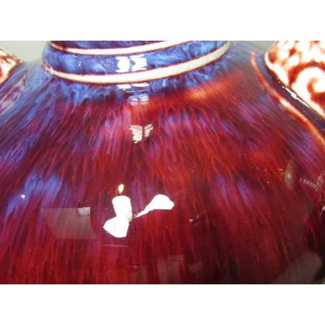Pair of Chinese Porcelain Flambé Lamps For Sale - Image 10 of 16