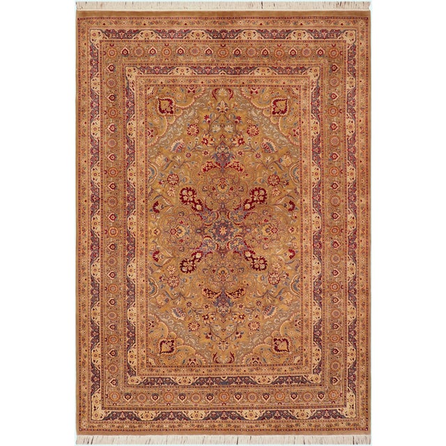 Shabby Chic 1990's Pak-Persian Brown/Gold Wool Rug - 6'1'' X 8'11'' For Sale - Image 9 of 9