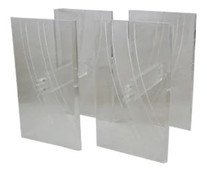 1980s Lucite Acrylic Clear Frosted Bolt Slab Style End Side Tables Bases- a Pair