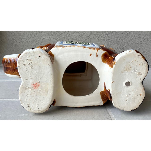 Fabulous Late 20th-Century Earthenware Elephant Garden Stool / Plant Stand For Sale - Image 10 of 12