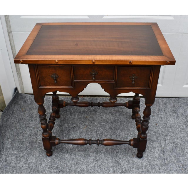 Brown Antique Walnut Table William and Mary Style Accent Side 3 Drawers For Sale - Image 8 of 16