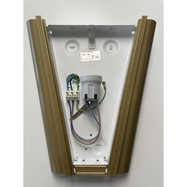 1990s 1990s Modern Italian Brass & Opal Glass Wall Sconces by Victoria - a Pair For Sale - Image 5 of 6