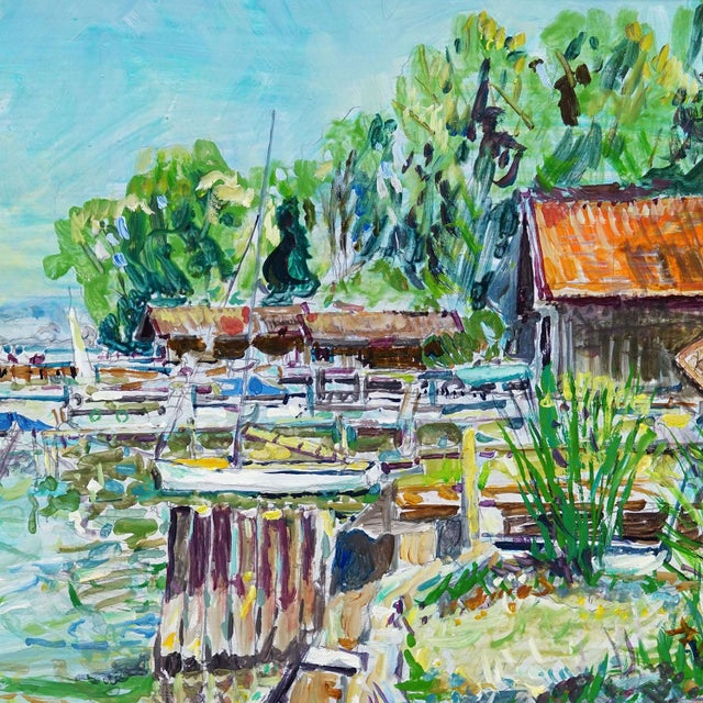 1990s Fraueninsel, Eastern Shore – Oil Painting by Alexander Michael, 1994 For Sale - Image 5 of 7