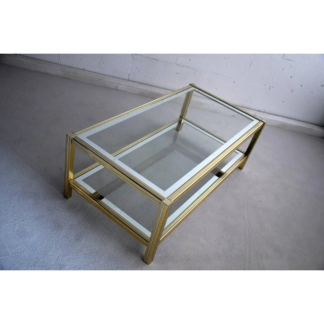 1970s Hollywood Regency Brass and Chrome Coffee Table For Sale In Los Angeles - Image 6 of 8