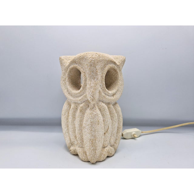 1970s Sculptural Limestone Owl Lamp by Albert Tormos, France, 1970s For Sale - Image 5 of 15