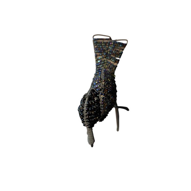 1990s Handmade Standing Beaded Bird Decoration For Sale - Image 4 of 5