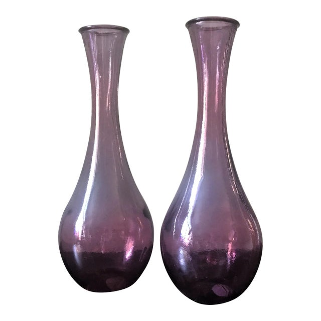 Vintage 1990s Amethyst Vases, Made in Spain - a Pair For Sale