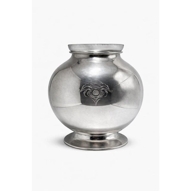 Swedish Art Deco Nickel Silver Vase with Glass Insert attributed to GAB, 1940s For Sale - Image 6 of 8