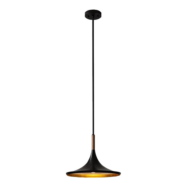 Lodi Pendant Light Large - Matte Black, Walnut For Sale