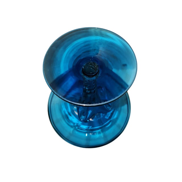 Whitefriars Glass 1960s Blue Glass Compote For Sale - Image 4 of 4