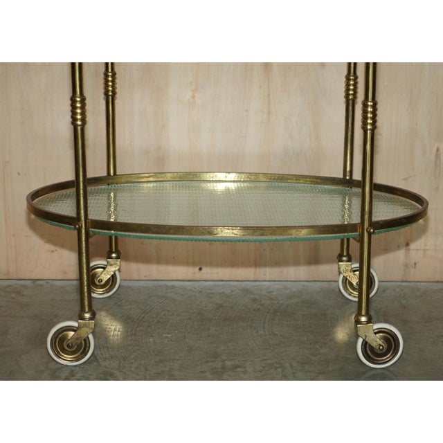 Art Deco Frosted Glass & Polished Brass Drinks Trolley, 1920s For Sale - Image 10 of 15