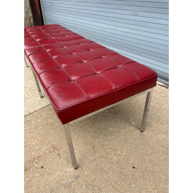Florence Knoll for Knoll Ox Blood Leather Bench, 2 Available For Sale In Philadelphia - Image 6 of 12