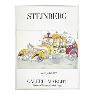 Framed 1977 Saul Steinberg Exhibition Poster for Galerie Maeght, Paris For Sale