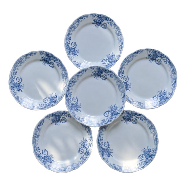 Flat Plates in Ironstone by Nimy, 1888, Set of 6 For Sale