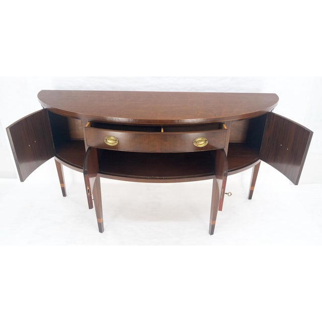 Brown Kittinger Georgian 6' Long Rounded Demi Lune Sideboard Credenza Server Cabinet For Sale - Image 8 of 13