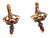 Gold Earrings with Diamond Chips and Garnets Inlaid, Set of 2 For Sale