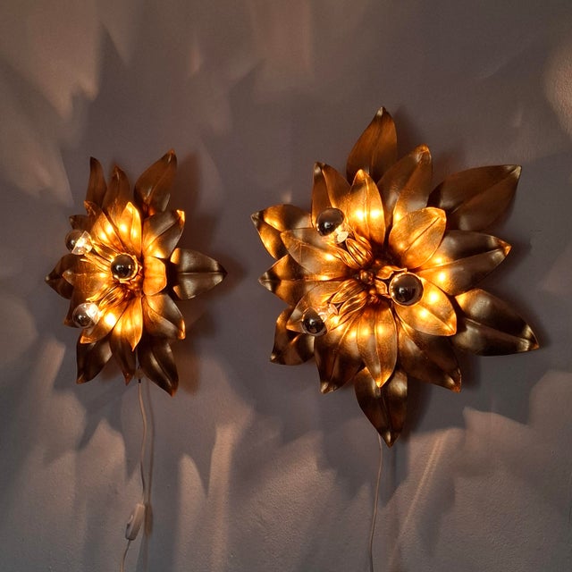 Mid-Century Wall Lamps with Florentine Design, 1970s, Set of 2 For Sale - Image 13 of 16