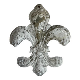 Large Distressed Metal Fleur De Lis For Sale