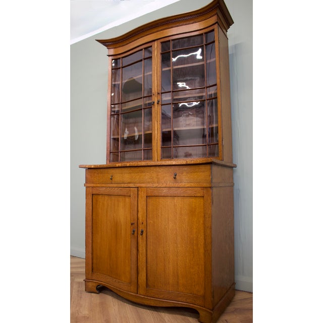 1930s Vintage Georgian Style Glazed Oak Bookcase, 1930s For Sale - Image 5 of 11