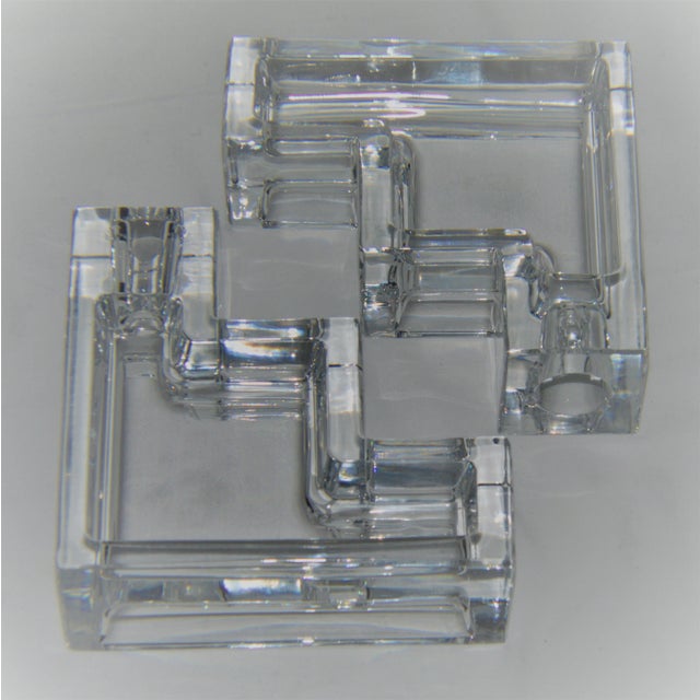 Mid-Century Modern Metropolitan Museum of Art Wilber Orme Architectural Glass Candlesticks - a Pair For Sale - Image 3 of 7