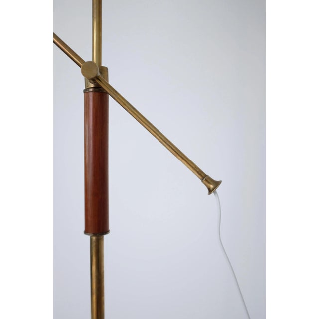 Bertil Brisborg 1950's Brass and Wood Floor Lamp by Bertil Brisborg For Sale - Image 4 of 8