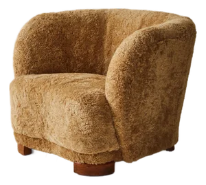 Danish Sheepskin Club Chair, Beechwood Frame, 1940's.