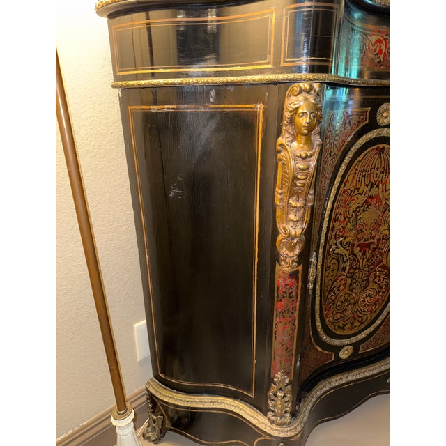 French Napoleon III Boulle Marquetry Side Cabinet Mid-19th Century For Sale - Image 3 of 18