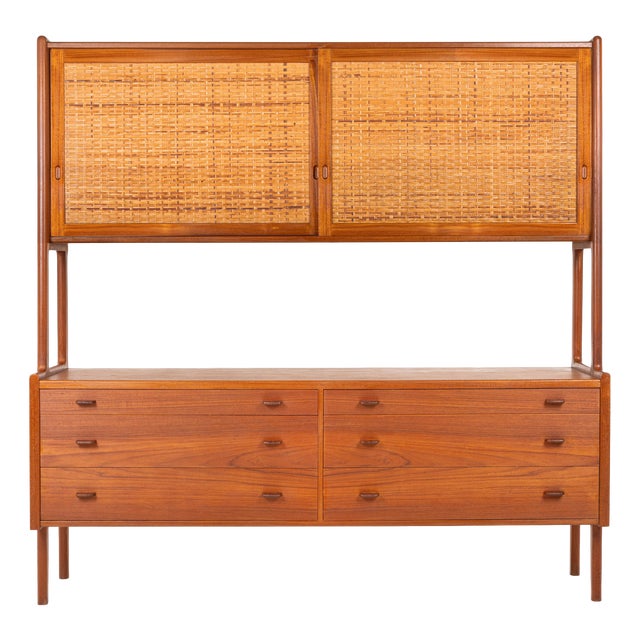 Model Ry20 Sideboard in Teak and Rattan by Hans J. Wegner for Ry Mobler, 1950s For Sale