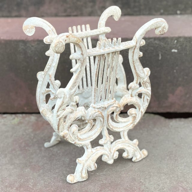 Rococo Mid 20th Century Vintage Lyre/Harp Shaped Aluminum Rack For Sale - Image 3 of 10