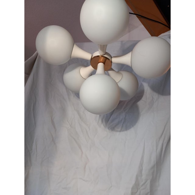 Mid-Century Modern Space Age Austrian Chandelier in Brass and Glass, 1970s For Sale - Image 3 of 8