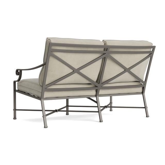 Not Yet Made - Made To Order Brown Jordan Venetian Right Arm Loveseat, Mica frame with Fusion Meadow fabric For Sale - Image 5 of 11