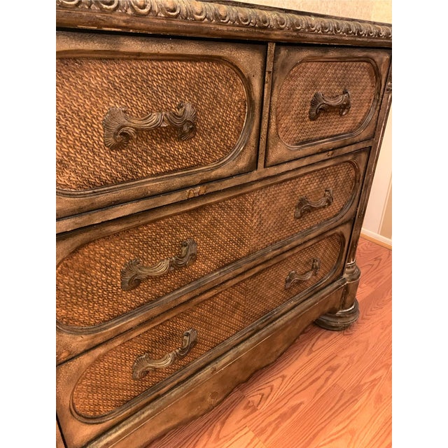 Elegant Ornately Carved Rattan Chip Dresser For Sale - Image 11 of 15