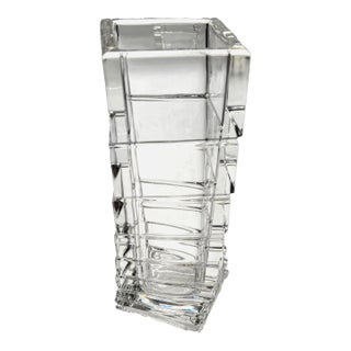 Circa 1985 Christa Hausler-Goltz Rosenthal Germany Colorless Crystal Turnus Vase For Sale