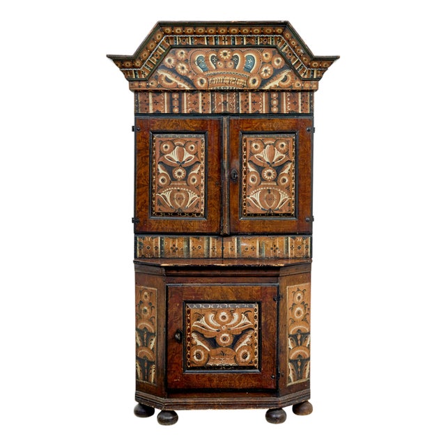 Swedish Hand-Painted Cupboard, 1804 For Sale