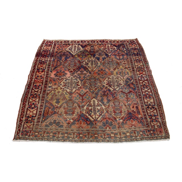 Persian Vintage Bakhtiari Persian Handmade Wool Rug With Multicolor Accents For Sale - Image 3 of 7