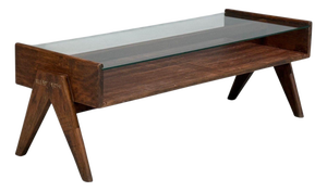 Pierre Jeanneret, Coffee Table, Teak, Glass, Chandigarh, India, 1960s