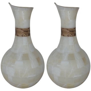 White Onyx Jar Lamps - a Pair For Sale