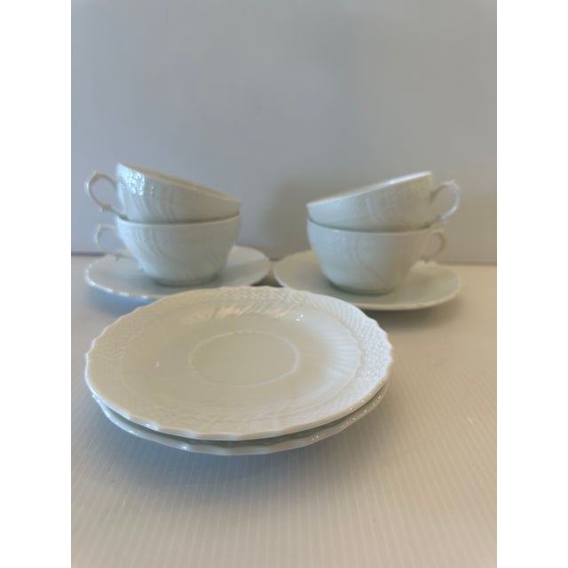 1900s Richard Ginory Italy Oversized White Tea Cup and Saucer - Set for Four(4) For Sale - Image 16 of 17