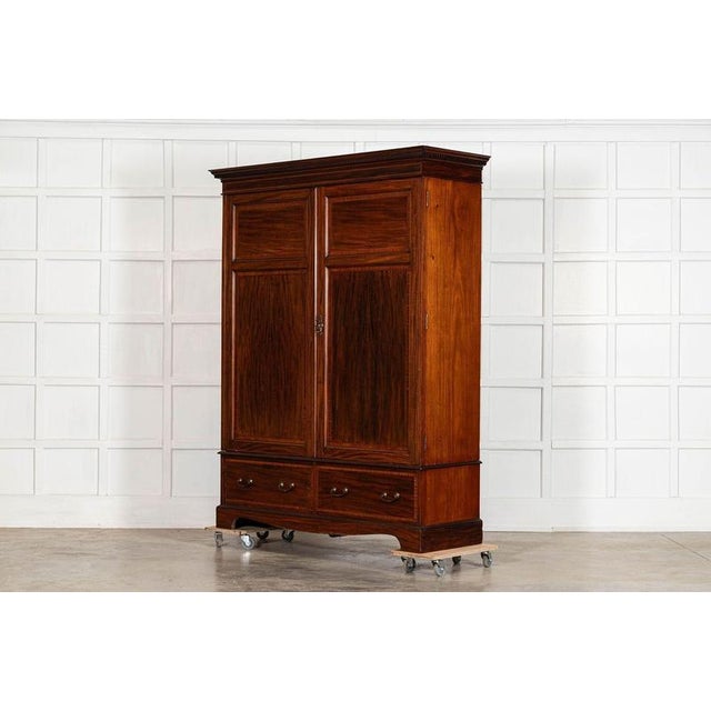 Late 19th Century Large English Inlaid Mahogany Double Wardrobe, 1890 For Sale - Image 5 of 18