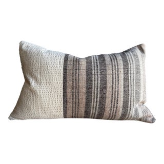 Vintage Turkish Hemp Rug Pillow 18" X 29" With Down Insert For Sale