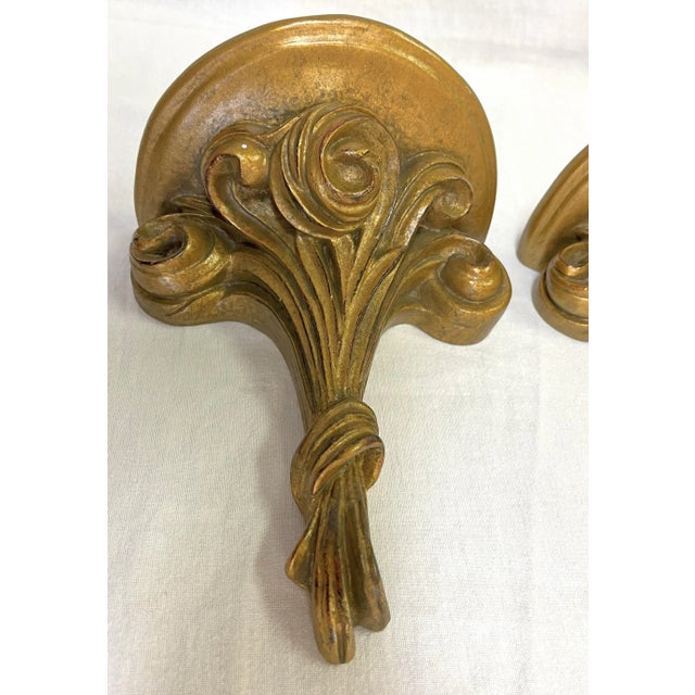 Mid 20th Century Rose Bouquet Wood Wall Brackets- a Pair For Sale In West Palm - Image 6 of 12