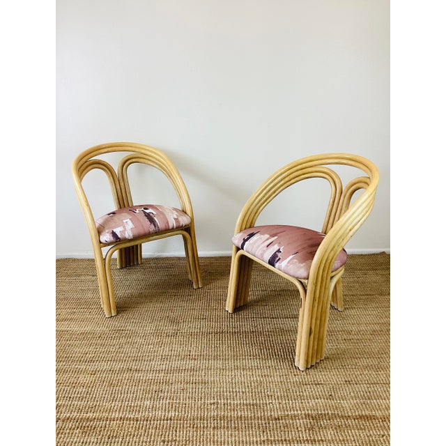 Vintage 1980s Natural Rattan Bent Dining Chairs, Set of 4 For Sale In Palm Springs - Image 6 of 11